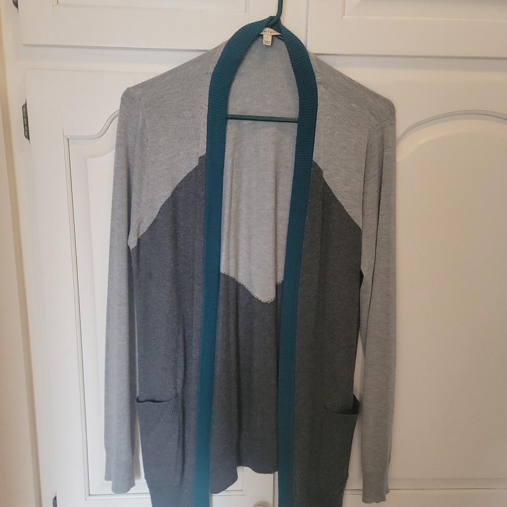 41 Hawthorn Teal and Gray Open Cardigan